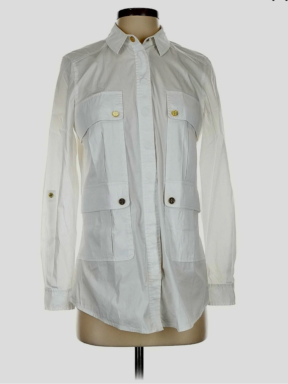 Unique Tory Burch Utility Shirt. long or folded up Sleves. Size 2. Exc.Cond.